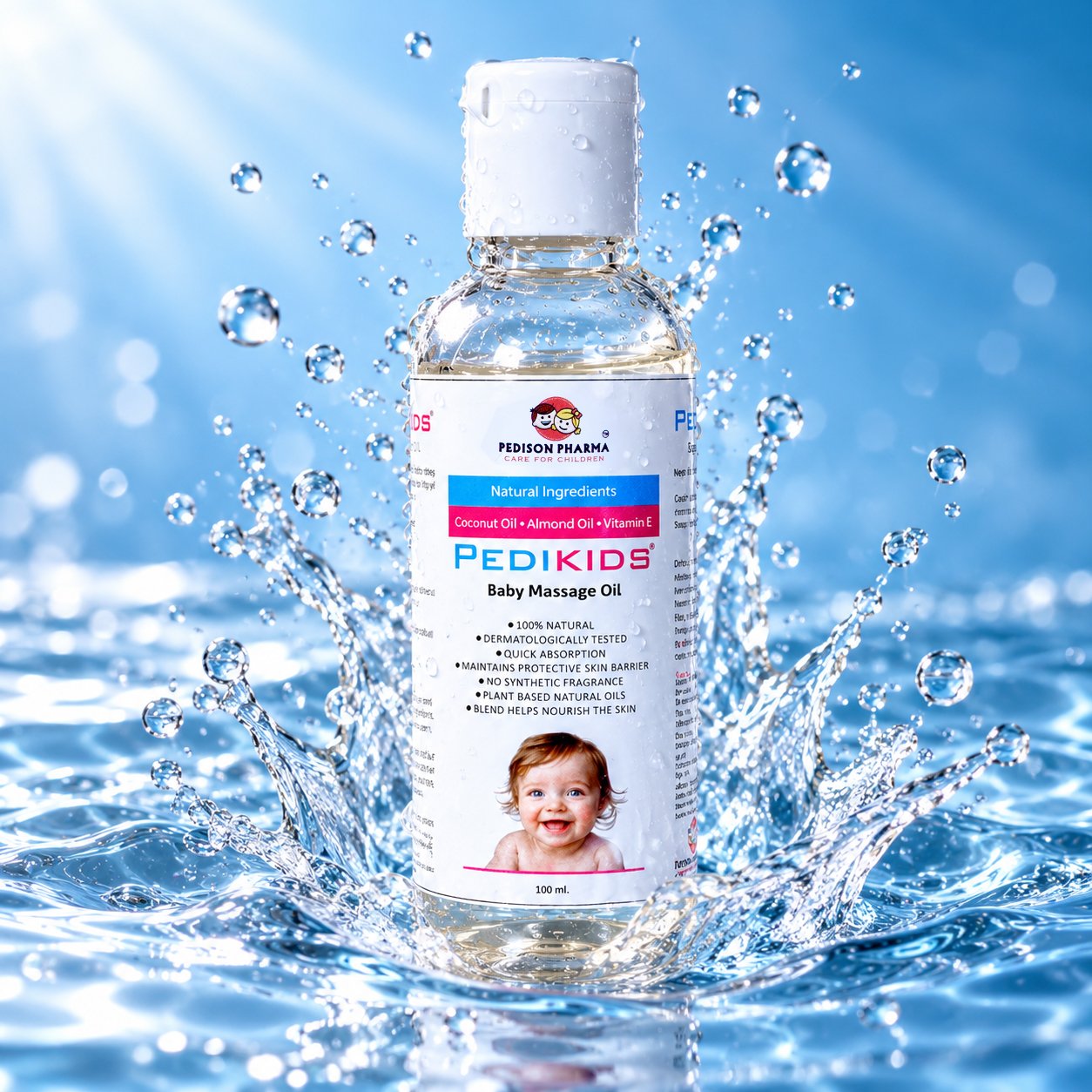 PediKids Baby Massage Oil | Coconut Oil, Almond Oil & Vitamin E | 100ml - Image 4