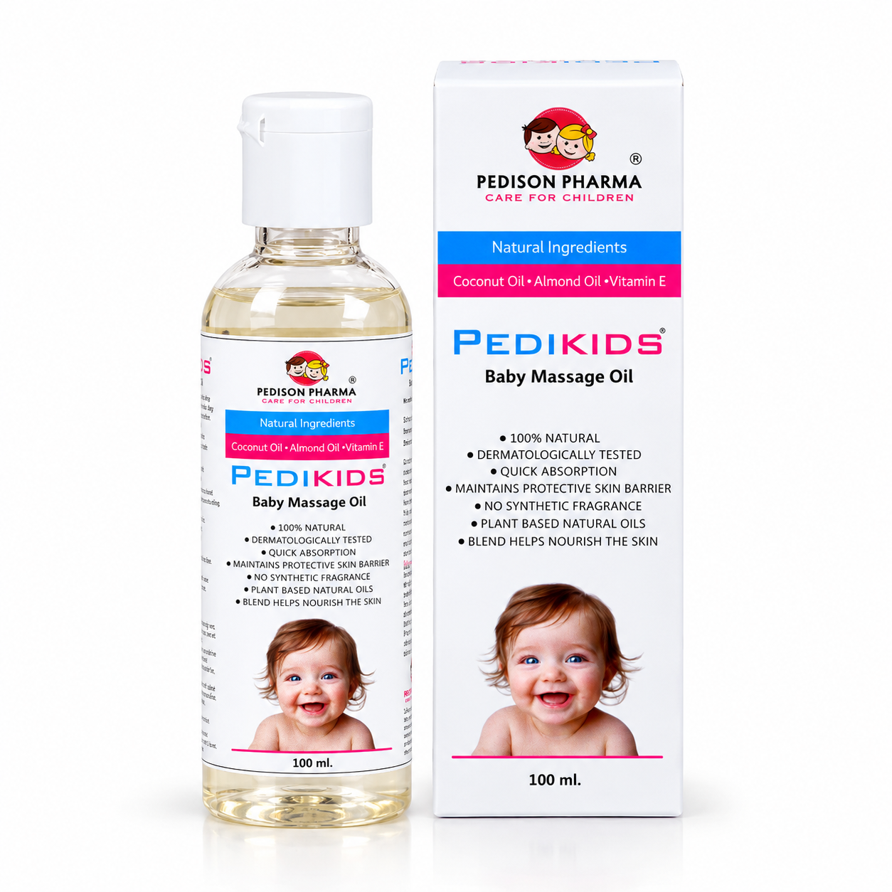 PediKids Baby Massage Oil | Coconut Oil, Almond Oil & Vitamin E | 100ml